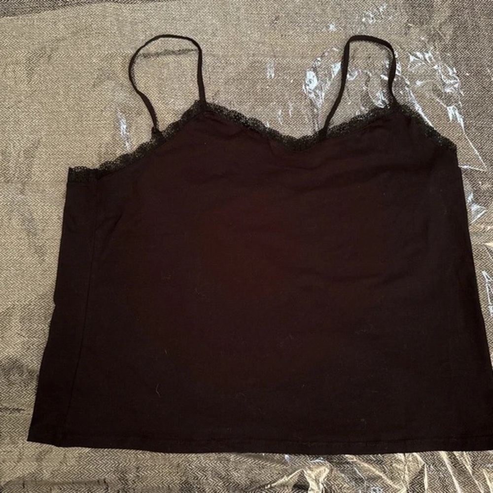 H&M Black Lace-Trim Spaghetti Strap Cami Top
